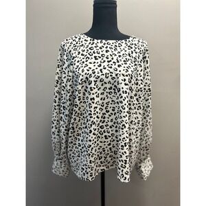 Leopard Print Long Sleeve Top Animal Print Blouse Pullover Women's